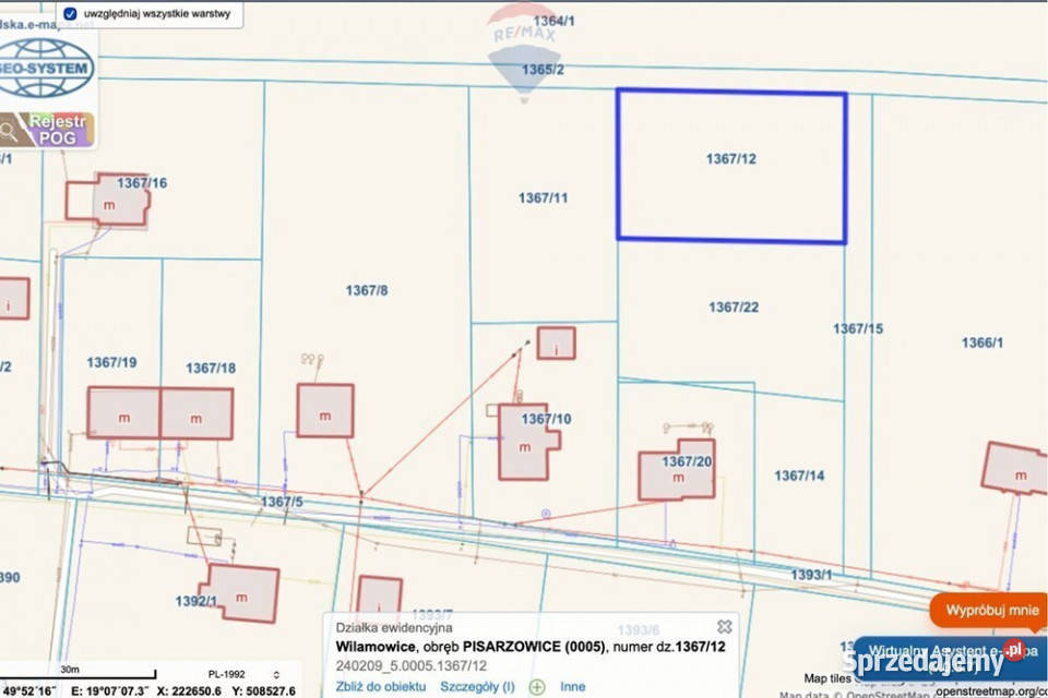 działka budowlanaPisarzowice asfalt Nieruchomości Pisarzowice