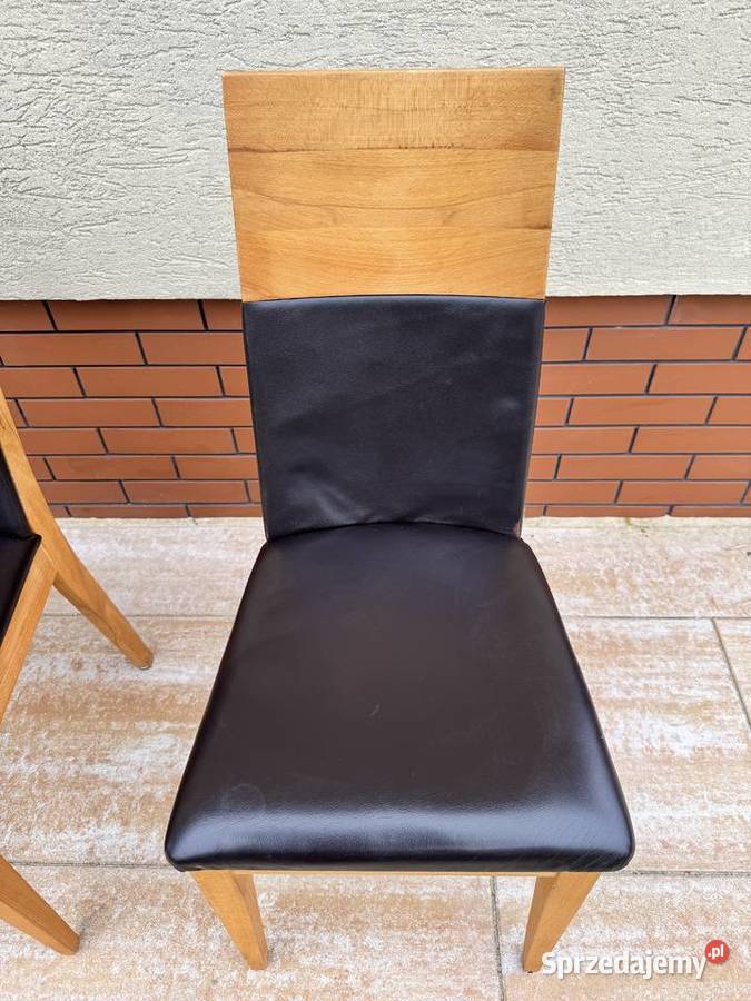 Krzesła drewniane nowoczesne stylowe skóra Sulbiny