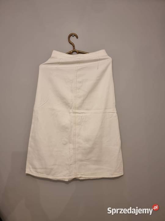 Biała jeansowa spódnica midi Lost Ink XXS Rozkloszowana