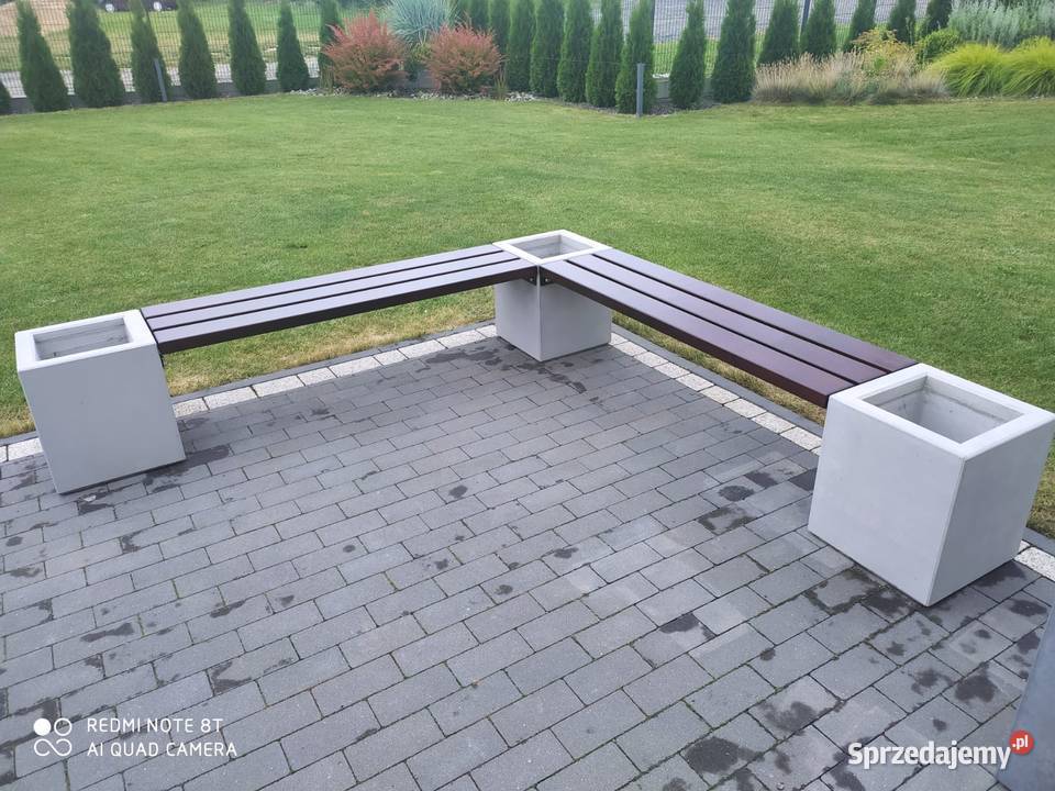 ławka z donicami narożna Beton architektoniczny 39cm Łódź