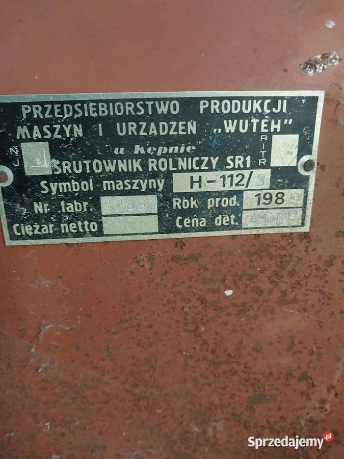 Srutownik rolniczy uzywany na kamienie Pozostałe Bulowice