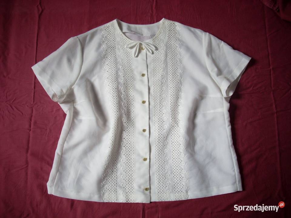 Elegancka Biała koszula z kokardką 46 48 krótki małopolskie Nowy Sącz