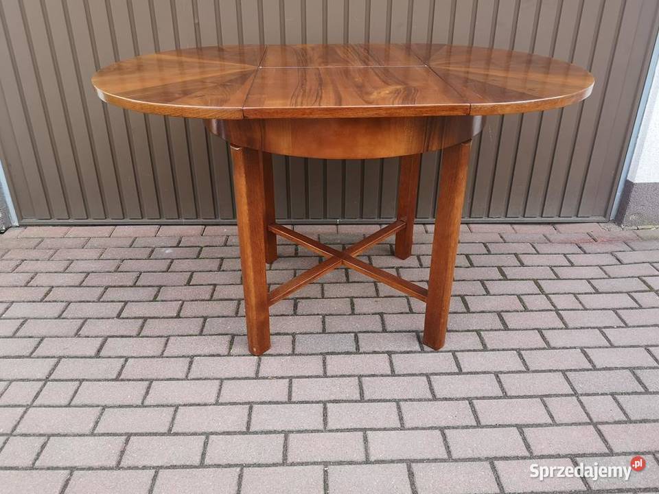 Stół ArtDeco Okrągły Orzech 90 Zgrabny Stary Swarzędz