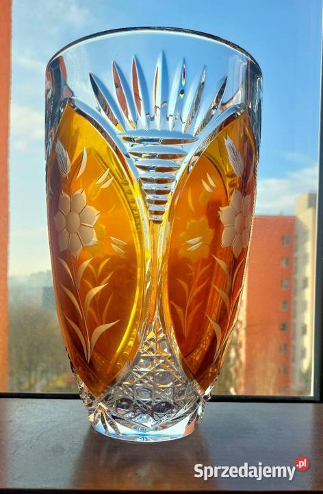 Piękny wazon kryształowy PRL Wrocław