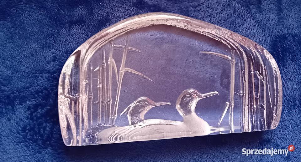 Kryształowy przycisk do papieru Para perkozów wielkopolskie