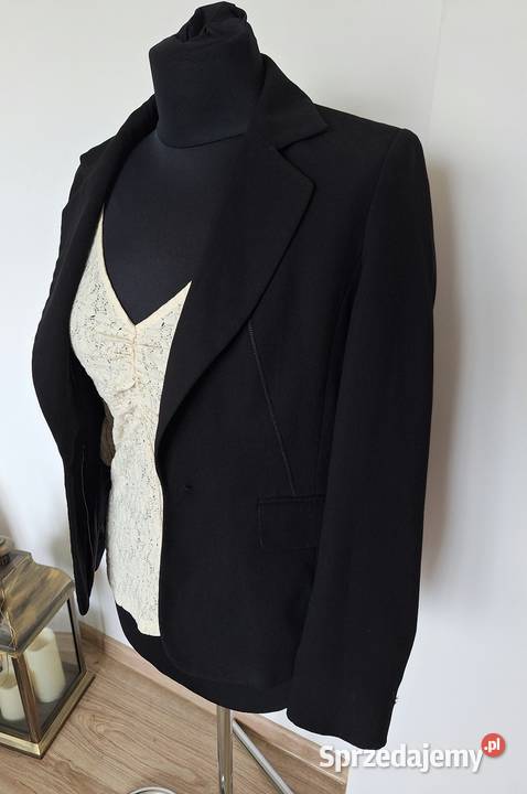 Klasyczna czarna elegancka marynarka żakiet Marynarki i żakiety