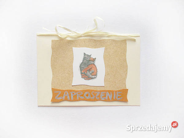 kremowe zaproszenie ogólne koty zaproszenie bez Gdańsk