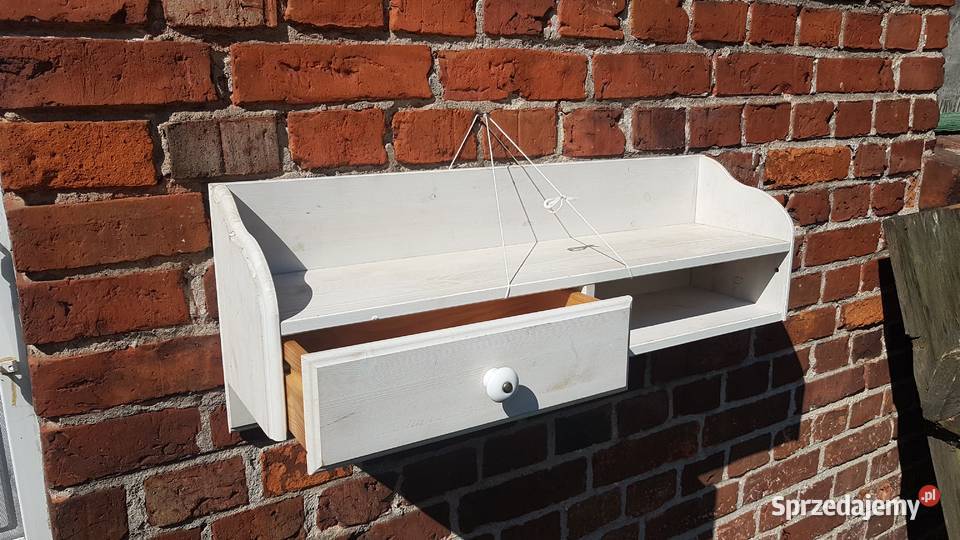 drewniana bielona półka z szufladką zachodniopomorskie Białogard