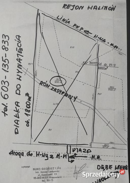 Wynajmę plac o pow1800m2 starej dr2 Dębe Wielkie