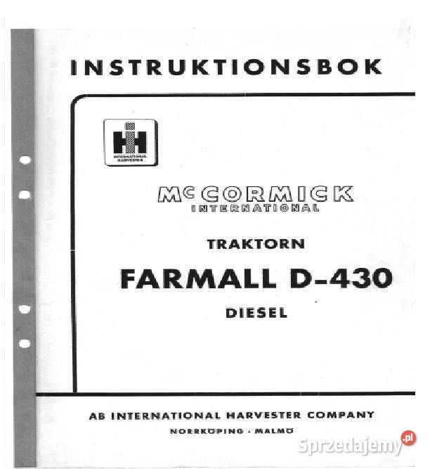 IH McCormick D430 instrukcja obsługi Kielce sprzedam