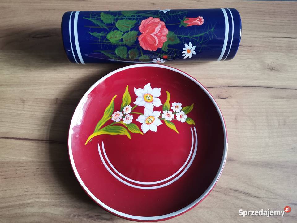 Stary wazon i patera w kwiaty kolorowa emalia Siemianowice Śląskie sprzedam