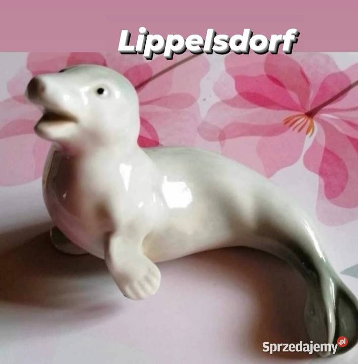 Foka Lipelsdorf Stara porcelanowa figurka Pabianice