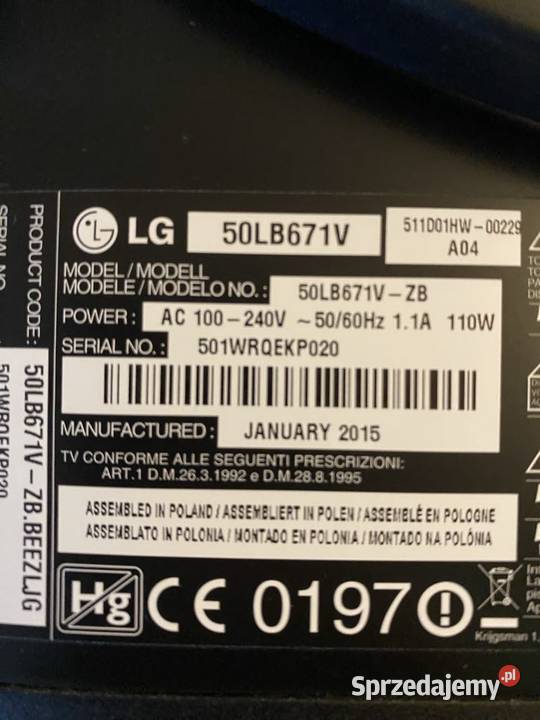 Matryca z podświetleniem LG LB671V 50 Biłgoraj