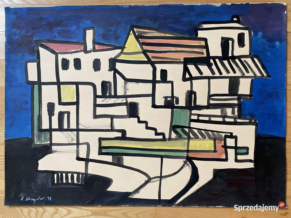 Fryderyk Antoni Hayder1972 50x70 gwasz kubizm Warszawa sprzedam
