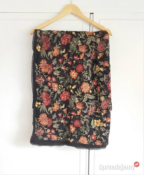 Nowa czarna suknia S 36 M 38 szyfon haft maxi Odzież damska