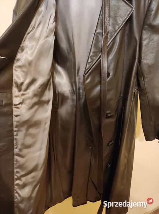 Płaszcz z PRL z prawdziwej skóry