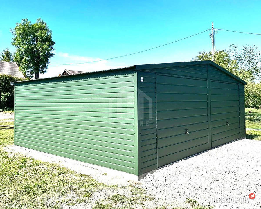Garaż blaszany 7x5m 2x brama uchylna zielony samodzielny Drawsko Pomorskie sprzedam