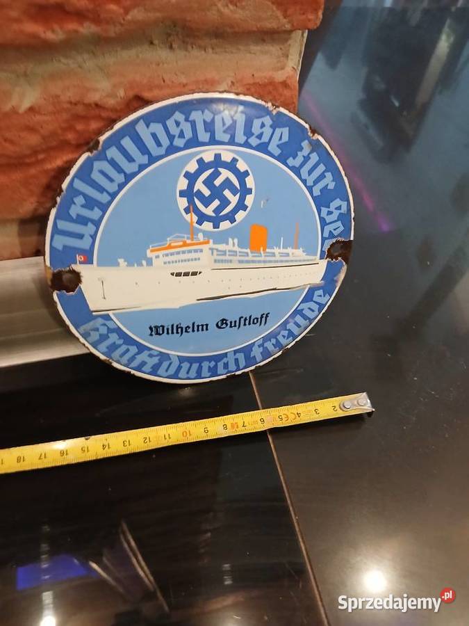 Stara tablica Wilhelm Gustloff reklama statku Bytom