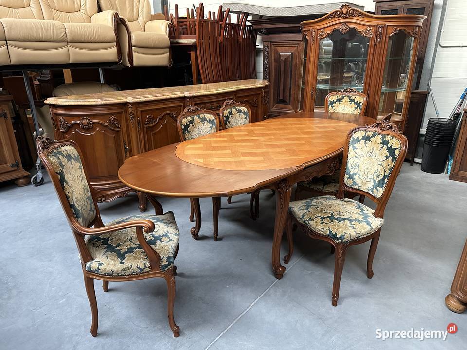 Piękna rzeźbiona ludwikowska jadalnia komoda Meble do salonu wielkopolskie Sławoszewek sprzedam