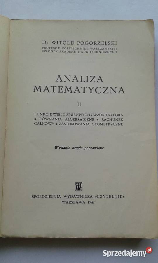 Analiza matematyczna Tom II Witold Pogorzelski pomorskie Gdynia