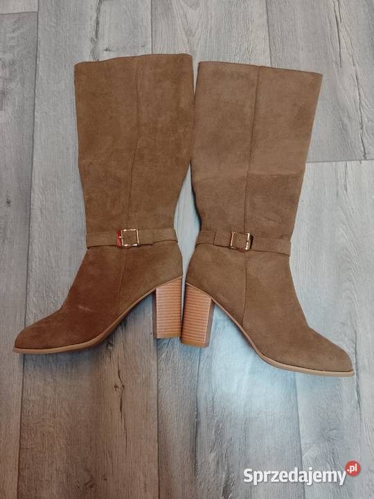 40 Brązowe biznesowe Kozaki wieczorowe na słupku 25.5cm małopolskie Kraków