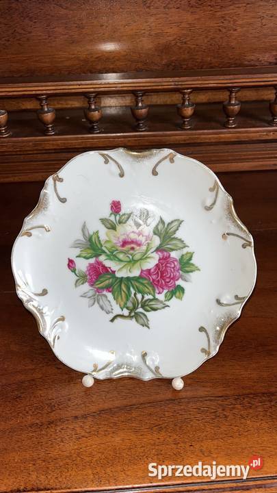 Talerz do powieszenia Róże Na białej porcelanie Gdańsk