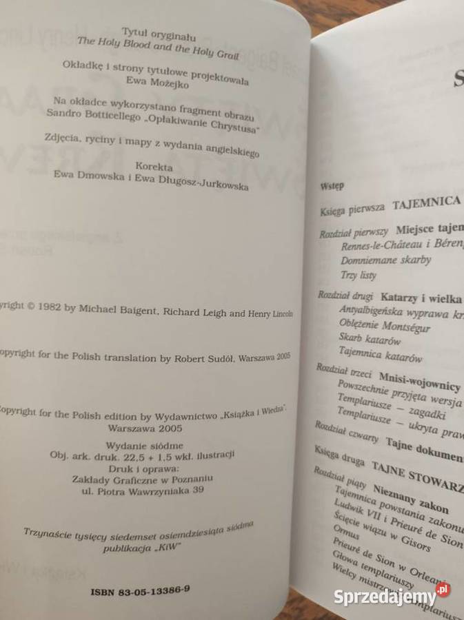 Święty Graal Święta Krew Michael Baigent Richard Rok wydania 0 Książki i Podręczniki świętokrzyskie Kielce