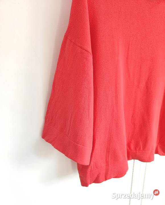 Sweter oversize Mango Violeta koralowy czerwony Swetry i golfy Szczecin