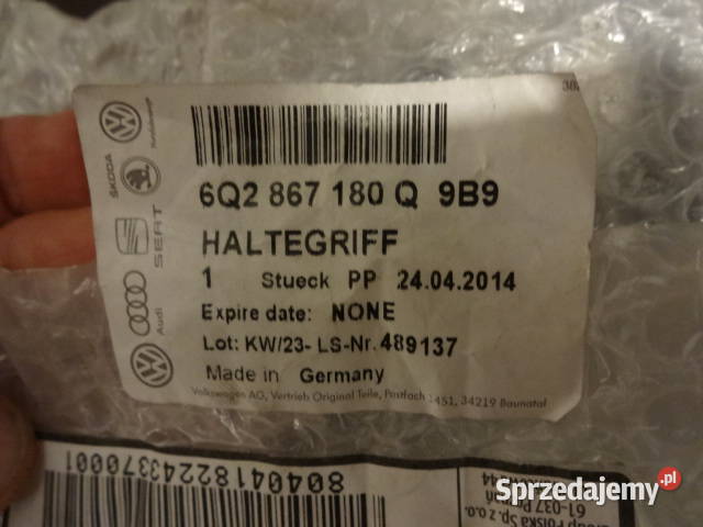 VW Polo uchwyt drzwi przód prawy 6Q2867180Q9B9 Motoryzacja Nakło Śląskie