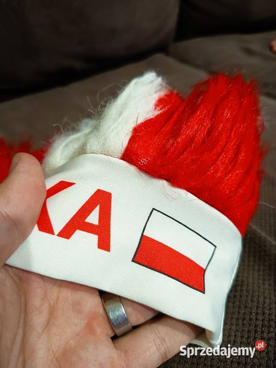 Czapka Peruka Kibica Polska Biało Czerwona Na