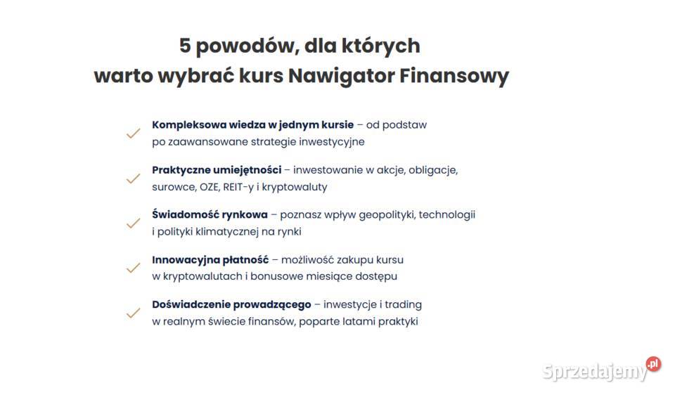 KURS EDUKACJI FINANSOWEJ Nawigator Finansowy Warszawa