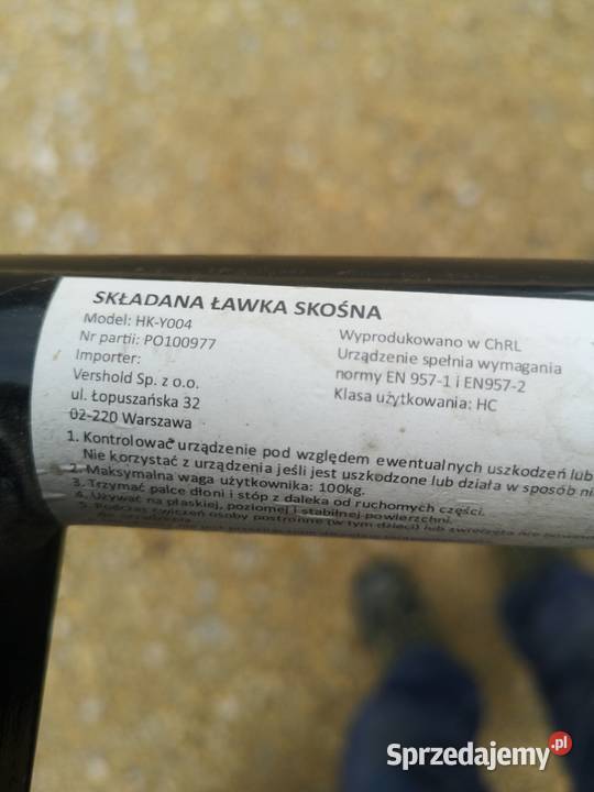 Składana Ławka Skośna Model HKY004 Sprzęt do ćwiczeń Skomielna Biała