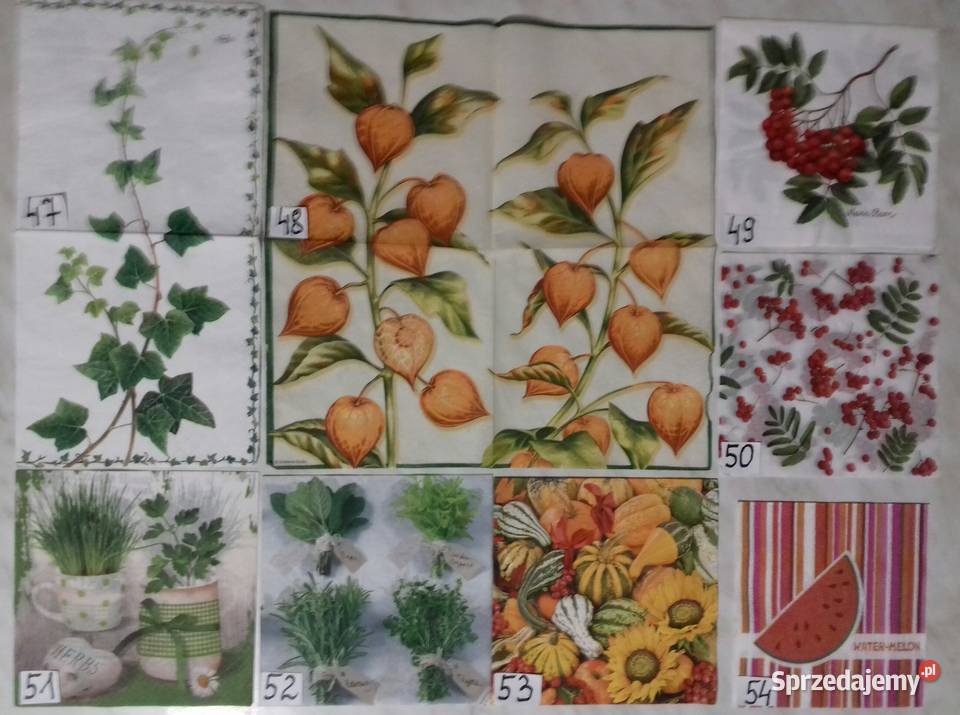 Serwetki decoupage lawenda zioła owoce warzywa Antyki, Sztuka, Kolekcje Laskowiec