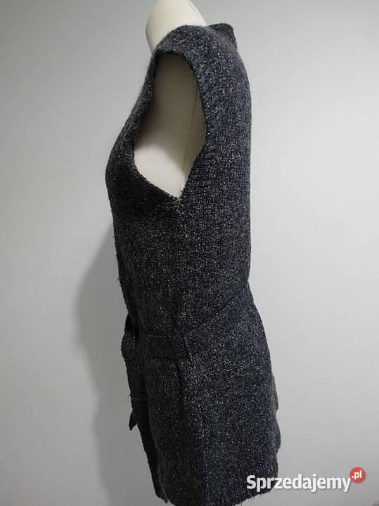 Kamizelka z Paskiem Moherowa Bezrękawnik Sweter Łomża