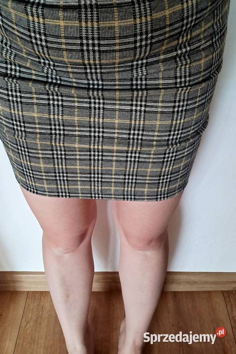 Spódniczka mini w kratkę biały łódzkie