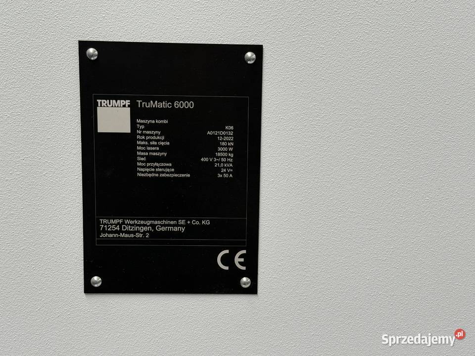 TRUMPF TruMatic 6000 K06 2022 Laserowa Warszawa sprzedam