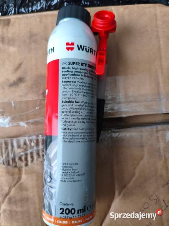 WURTH SILIKON SUPER RTV CZARNY MASA 200ML 260C Pozostałe Siedlce