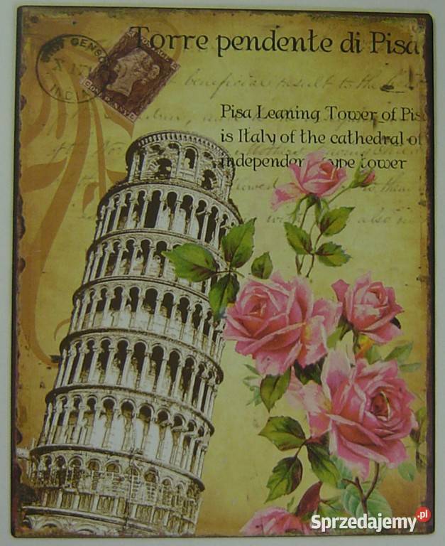 Plakat metalowy Pisa krzywa wieża Prezenty Warszawa