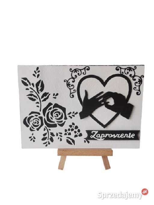 ZAPROSZENIA ŚLUB RĘCE W SERCU B6 CZERŃ BIEL wielkopolskie Poznań sprzedam
