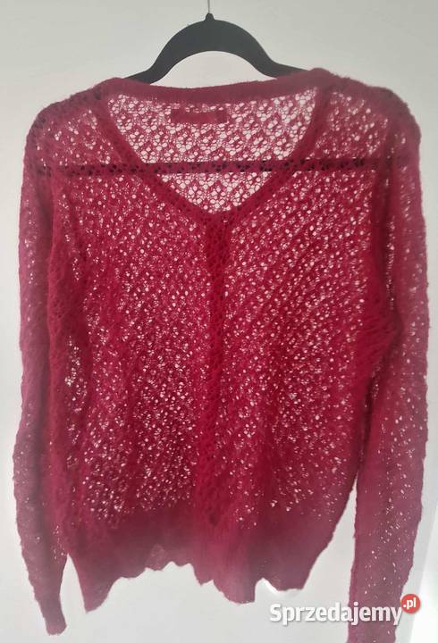 Fuksjowy ażurowy sweterek Indiska rozmiar L stan Warszawa