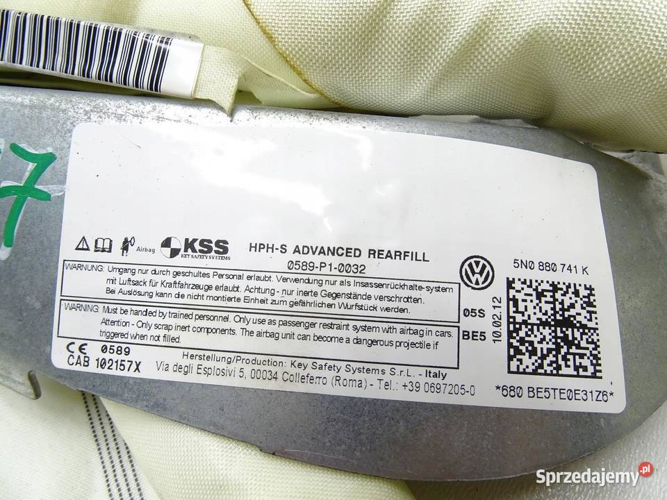 KURTYNA POWIETRZNA AIRBAG LEWA VW TIGUAN I LIFT osobowe