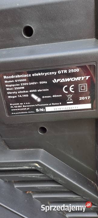 Rozdrabniacz elektryczny małopolskie sprzedam
