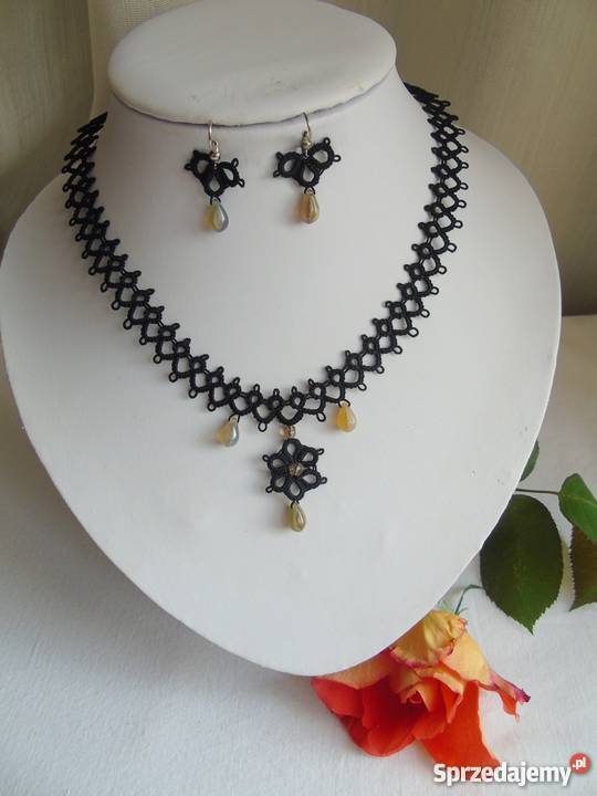 Biżuteria Frywolitkowa Wiśniowa