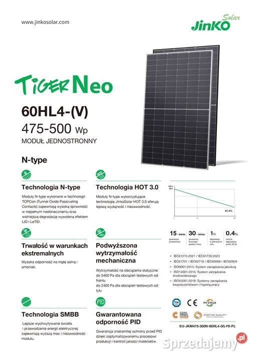 Panele Fotowoltaiczne Jinko 500W Ntype Czarna sprzedam