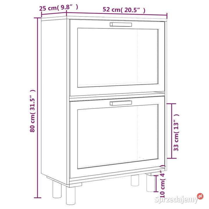 Szafka na buty brązowa 52x25x80 materiał Warszawa