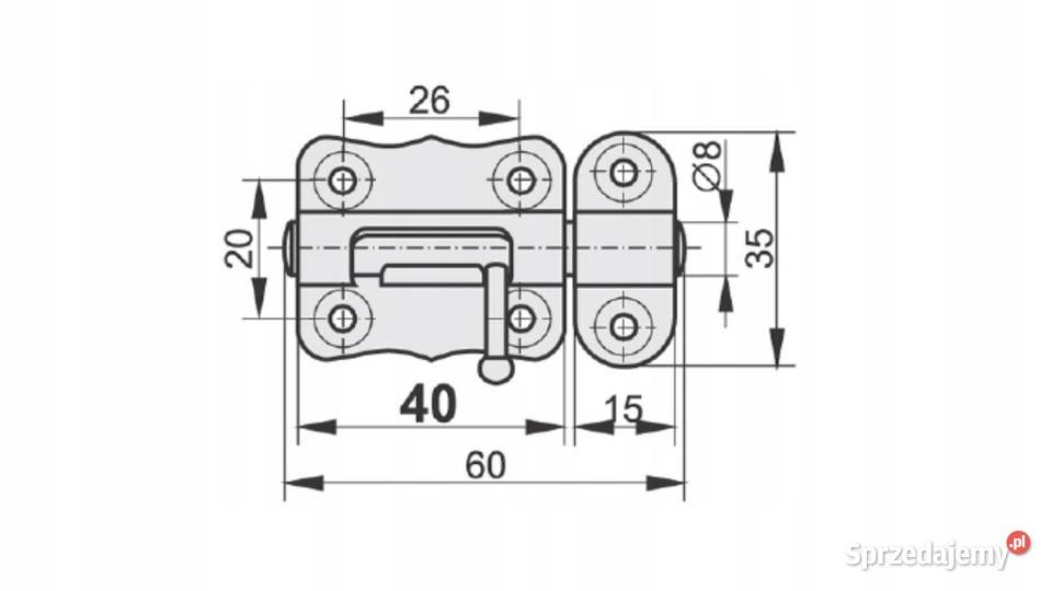 rygiel zasuwa zasuwka uniwersalna do drzwi 40 mm ocynk Targanice sprzedam