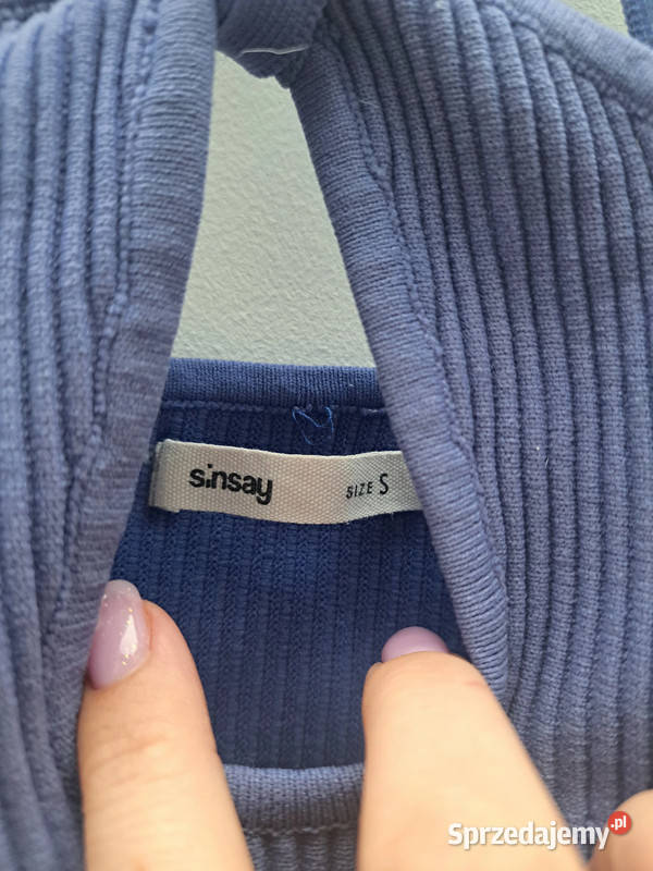 Prążkowany top bandeau Sinsay S niebieski Trąbki Wielkie
