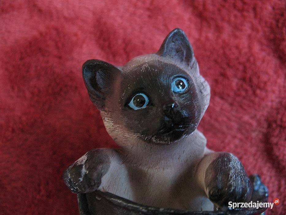 Kot uroczy kotek w wiaderku Figurka masa wielokolorowy sprzedam