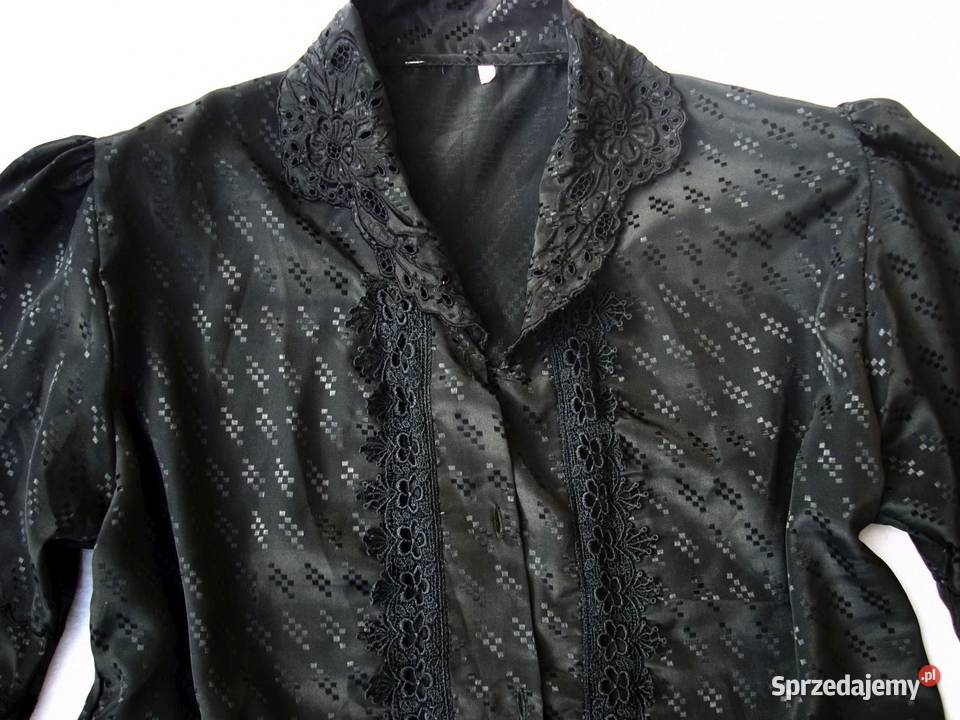 Elegancka Czarna Koszula Hafty Bufki 44 46 Nowy Sącz