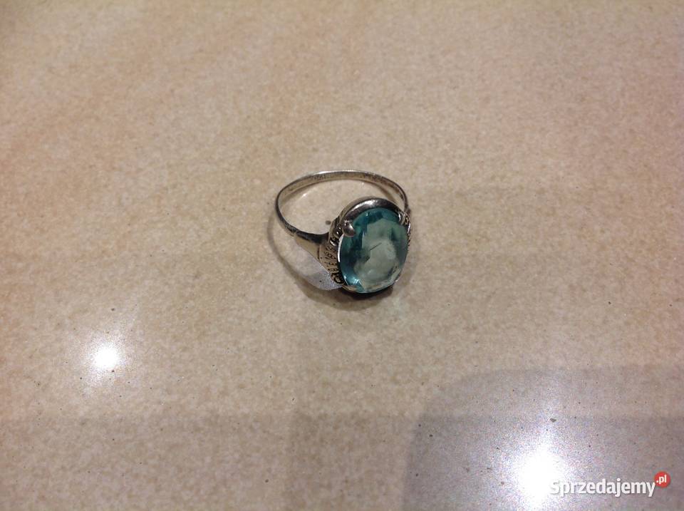 Stary Srebrny Pierścionek z Akwamarynem Srebro Nowa Sól sprzedam
